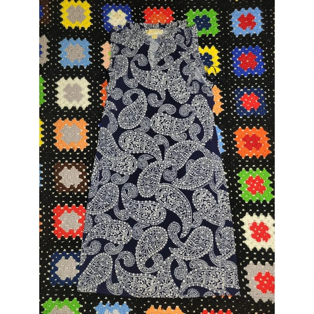 Michael Kors‎ Dress Blue Paisley Print Stretch Women's Extra Small 145